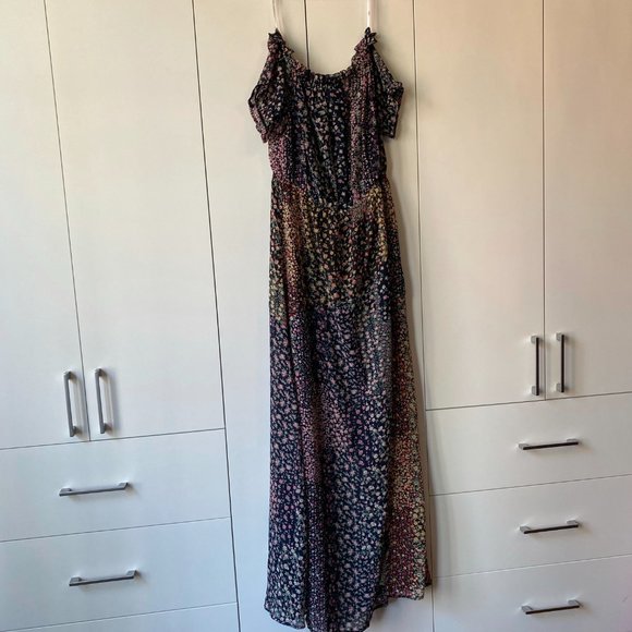 Lulu's Neva Navy Blue Floral Print Off-the-Shoulder Maxi Dress - Picture 7 of 8